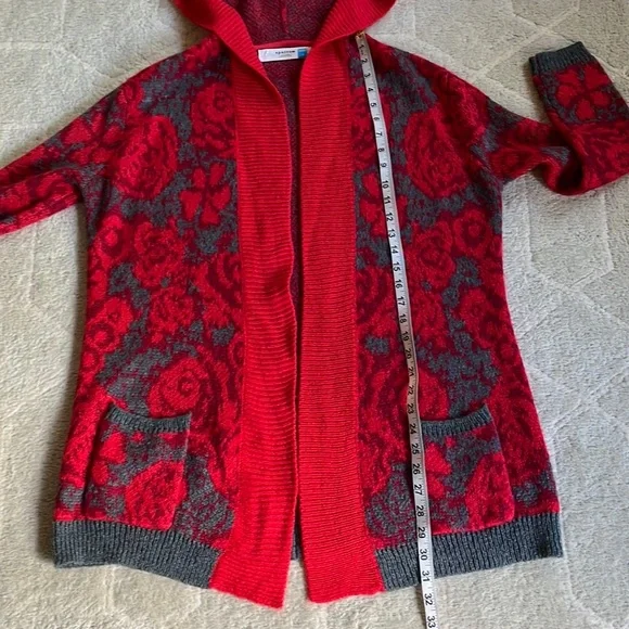 Anthropologie Sparrow Maraschino Floral Sweater Coat - Picture 12 of 13